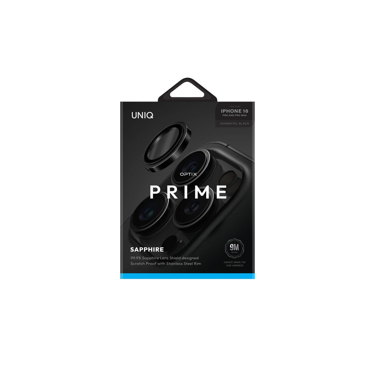 Uniq Apple iPhone 16 Pro Max Optix Çelik Çerçeveli Sapphire Kamera Lens Koruyucu