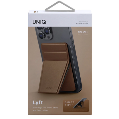 Uniq Lyft Manyetik Standlı Kartlık - Kahverengi