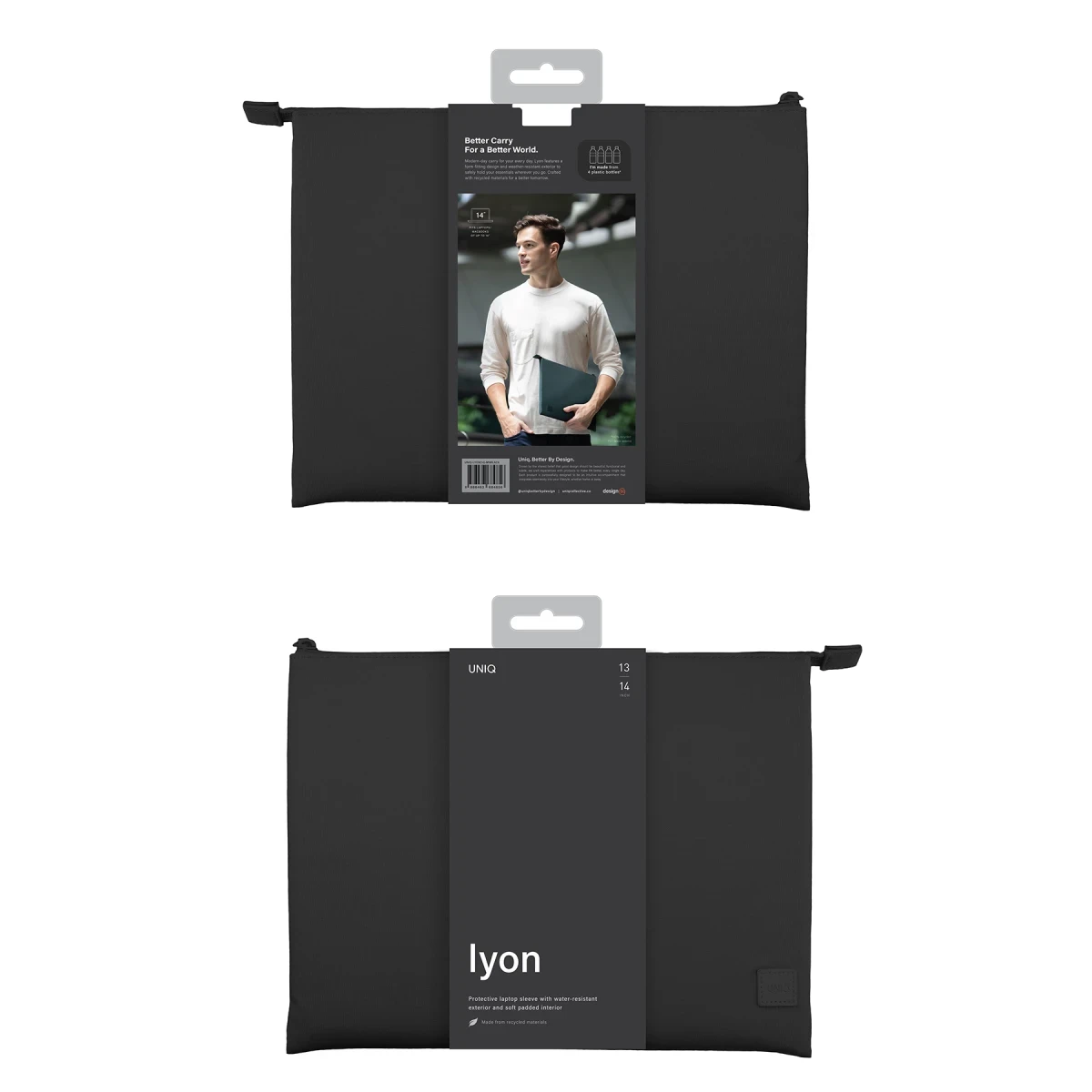 Uniq Lyon Su Geçirmez Rpet Kumaş 16inç Laptop Çanta - Siyah