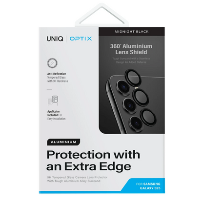 Uniq Samsung Galaxy S25 Optix Alüminyum Kamera Lens Koruyucu - Gümüş