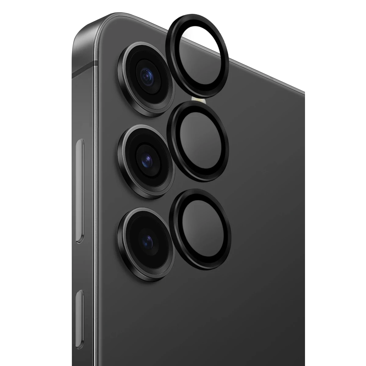 Uniq Samsung Galaxy S25 Optix Alüminyum Kamera Lens Koruyucu - Siyah
