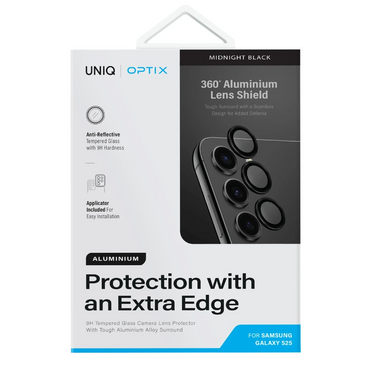 Uniq Samsung Galaxy S25 Optix Alüminyum Kamera Lens Koruyucu - Siyah