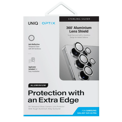Uniq Samsung Galaxy S25 Ultra Optix Alüminyum Kamera Lens Koruyucu - Gümüş