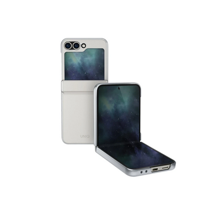 Uniq Samsung Galaxy Z Flip 6 Ora Katlanabilir Deri Kapak - Beyaz