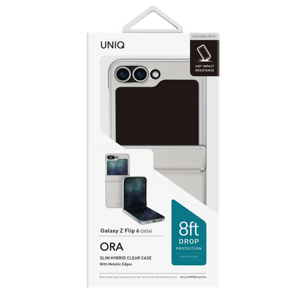 Uniq Samsung Galaxy Z Flip 6 Ora Katlanabilir Deri Kapak - Beyaz