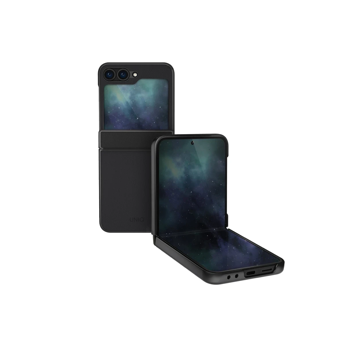 Uniq Samsung Galaxy Z Flip 6 Ora Katlanabilir Deri Kapak - Siyah