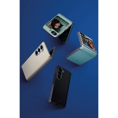 Uniq Samsung Galaxy Z Flip 6 Ora Katlanabilir Deri Kapak - Siyah