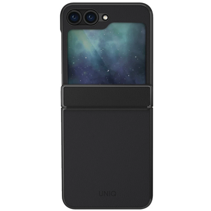 Uniq Samsung Galaxy Z Flip 6 Ora Katlanabilir Deri Kapak - Siyah