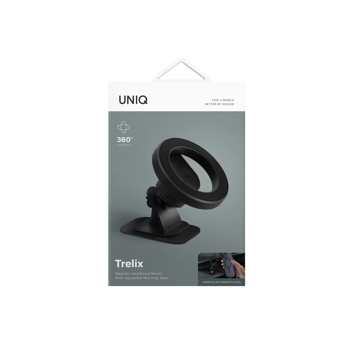 Uniq Trelix Manyetik Mıknatıslı 360 Dönen Holder - Siyah