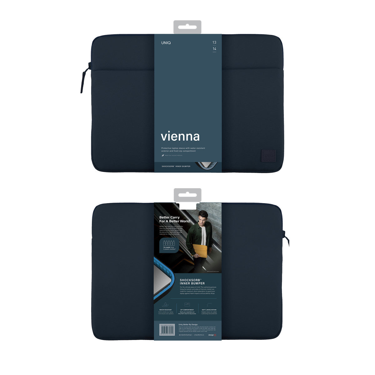 Uniq Vienna Su Geçirmez Rpet Kumaş 14inç Laptop Çanta