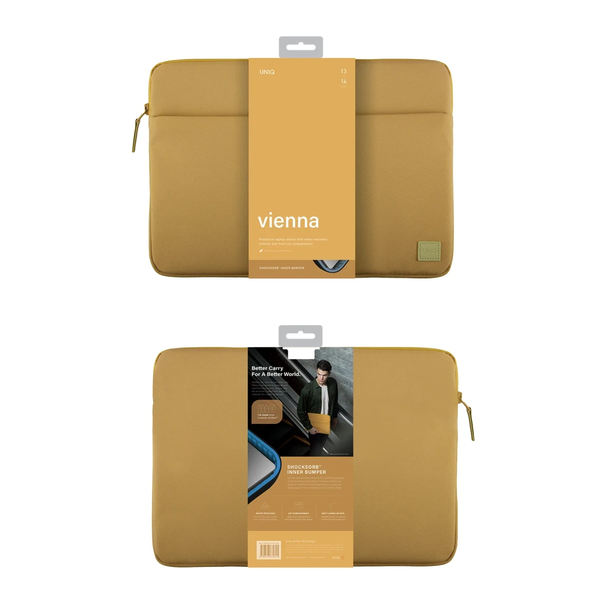 Uniq Vienna Su Geçirmez Rpet Kumaş 14inç Laptop Çanta - Sarı