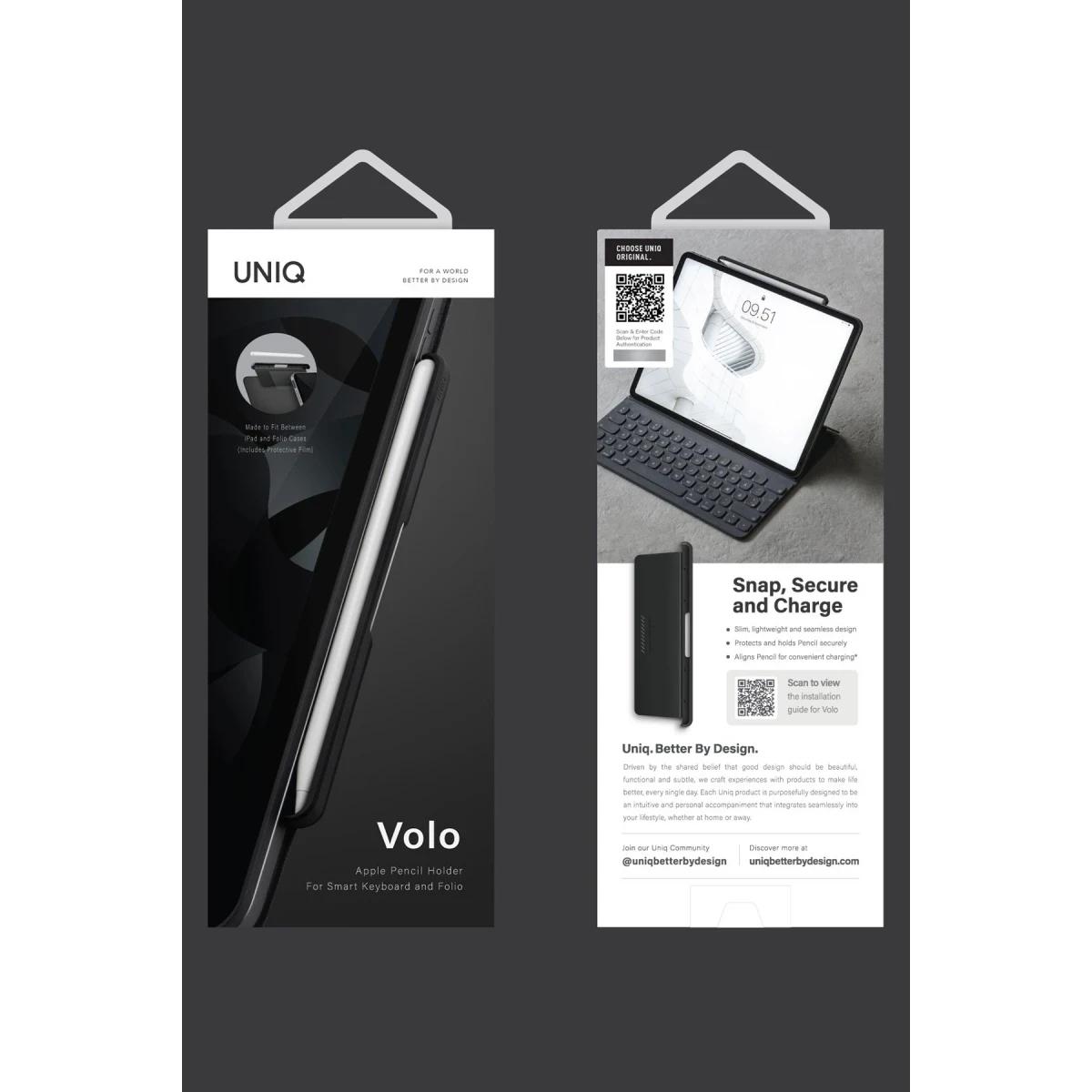 Uniq Volo Paslanmaz Çelik Apple Dokunmatik Kalem Tutucu - Siyah