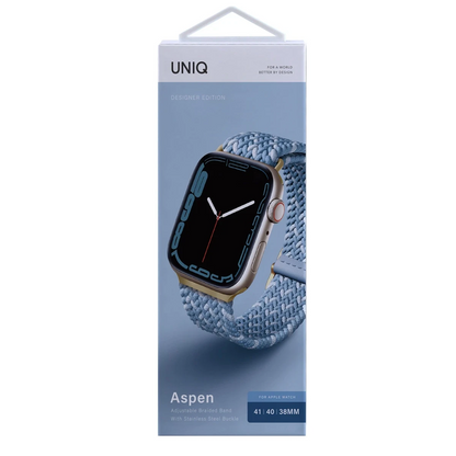 Uniq Apple Watch 41mm Aspen Designer Örgülü Kordon - Mavi