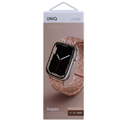Uniq Apple Watch 41mm Aspen Designer Örgülü Kordon - Pembe
