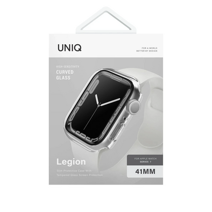 Uniq Apple Watch 41mm Legion Camlı Silikon Kasa Koruyucu - Beyaz