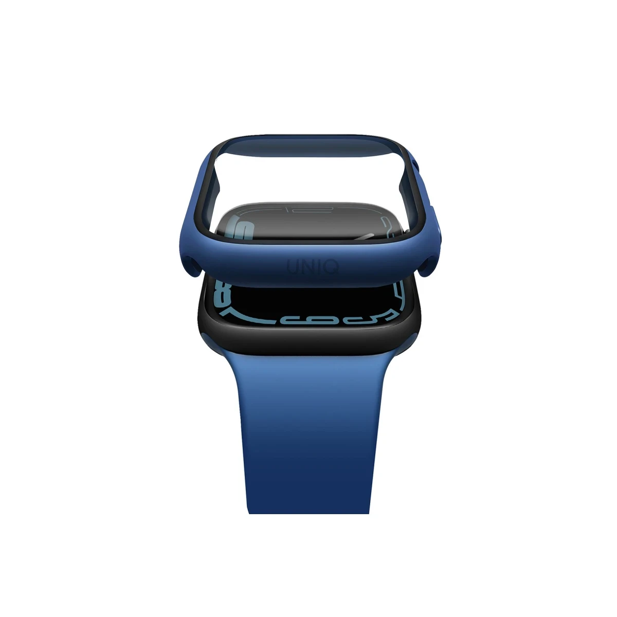 Uniq Apple Watch 41mm Legion Camlı Silikon Kasa Koruyucu - Siyah