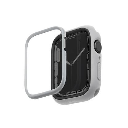 Uniq Apple Watch 41mm Moduo Camlı Kasa Ekran Koruyucu - Gümüş-Gri