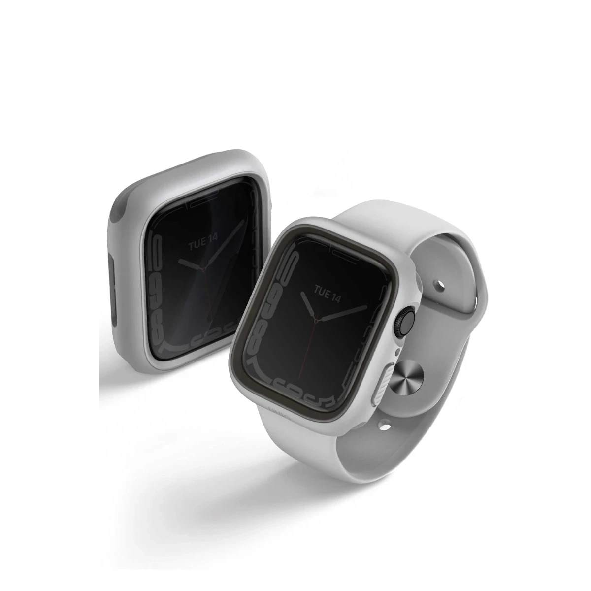 Uniq Apple Watch 41mm Moduo Camlı Kasa Ekran Koruyucu - Gümüş-Gri