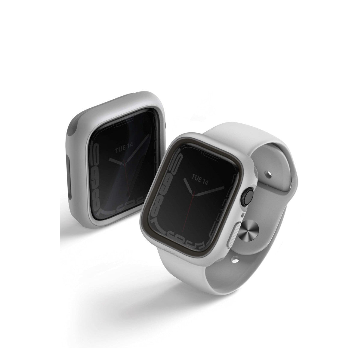 Uniq Apple Watch 41mm Moduo Camlı Kasa Ekran Koruyucu - Gümüş-Gri