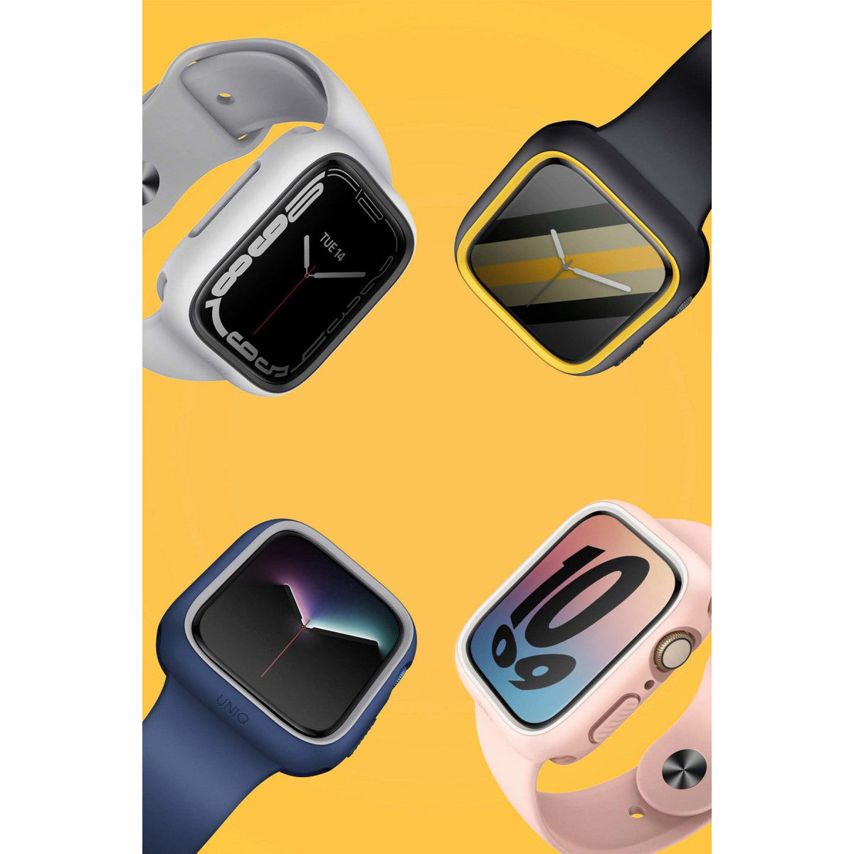 Uniq Apple Watch 41mm Moduo Camlı Kasa Ekran Koruyucu - Gümüş-Gri