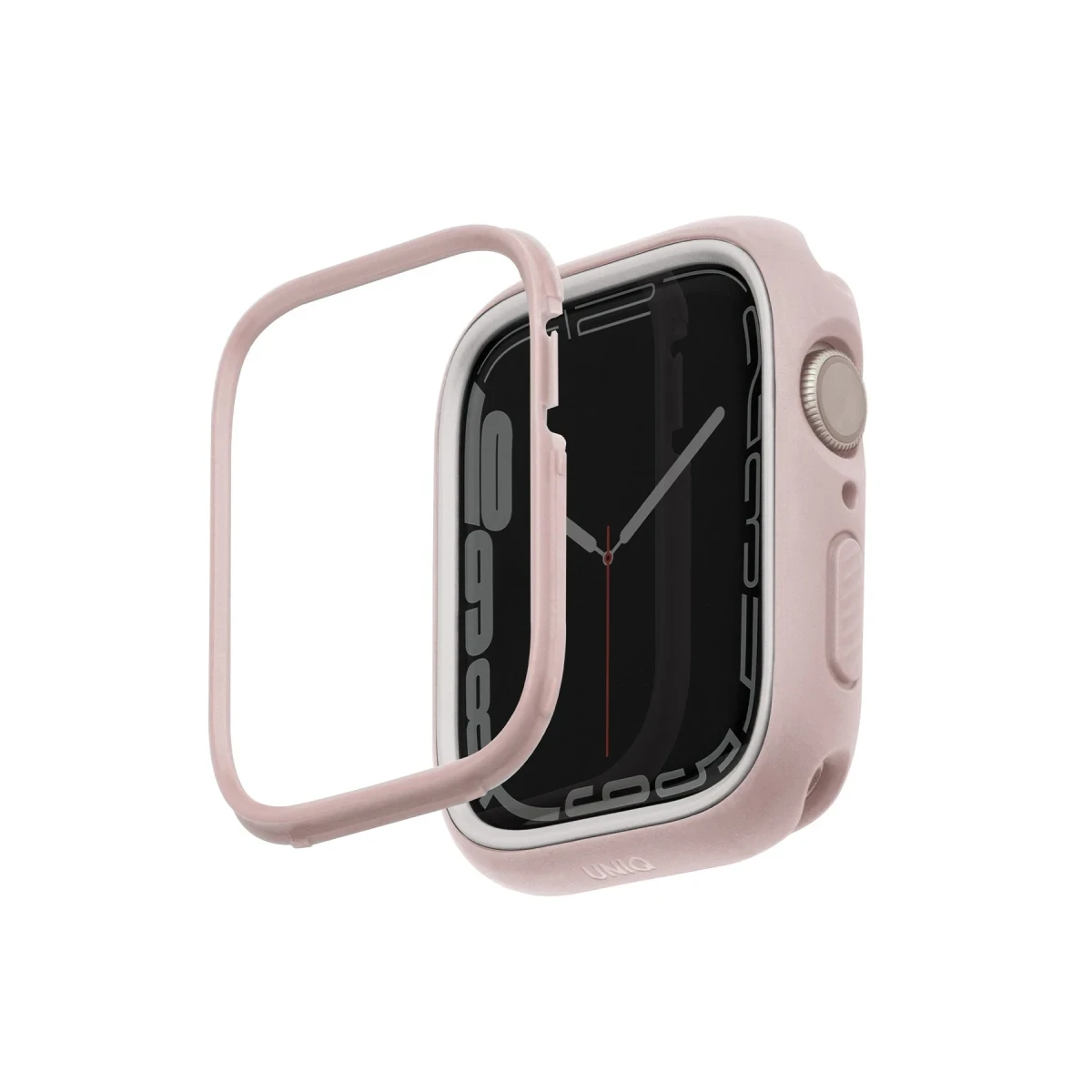 Uniq Apple Watch 41mm Moduo Camlı Kasa Ekran Koruyucu - Pembe-Beyaz