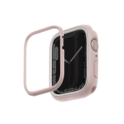Uniq Apple Watch 41mm Moduo Camlı Kasa Ekran Koruyucu - Pembe-Beyaz