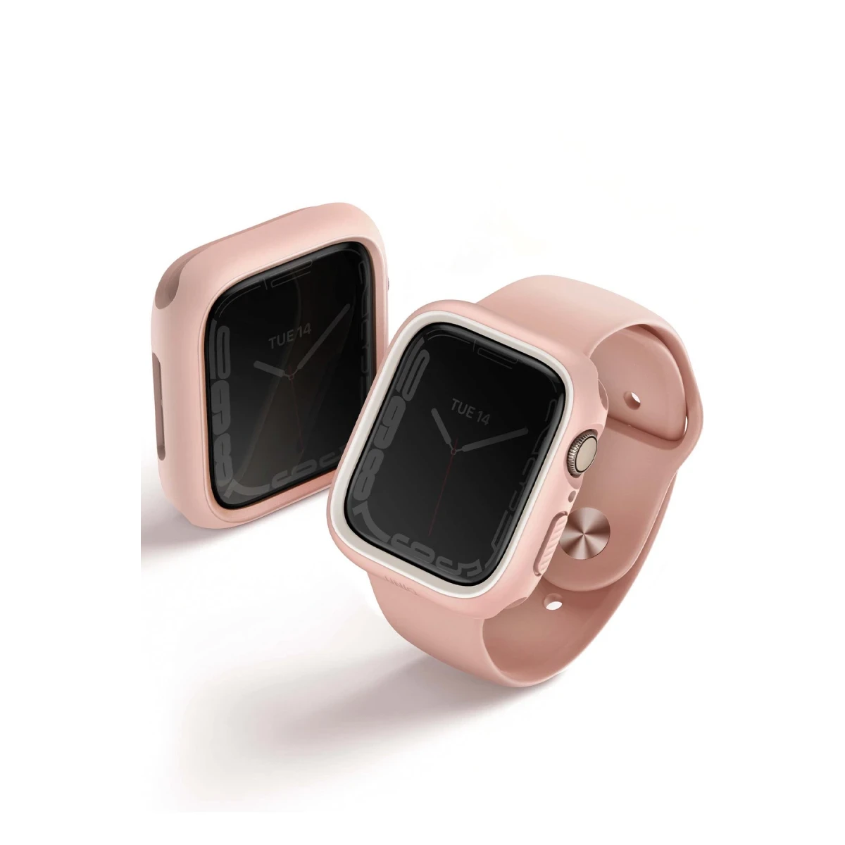 Uniq Apple Watch 41mm Moduo Camlı Kasa Ekran Koruyucu - Pembe-Beyaz