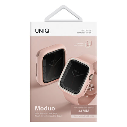 Uniq Apple Watch 41mm Moduo Camlı Kasa Ekran Koruyucu - Gümüş-Gri