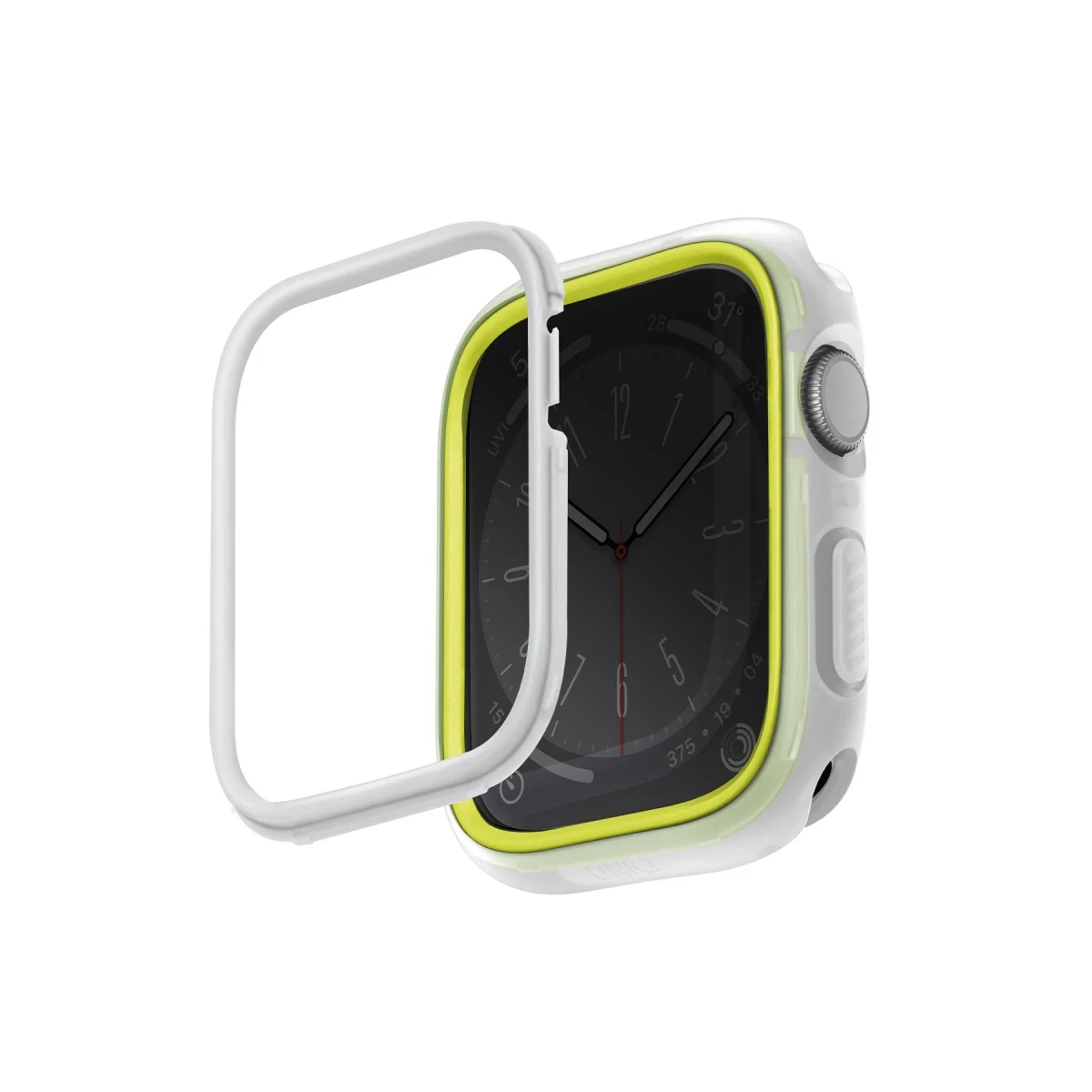 Uniq Apple Watch 41mm Moduo Camlı Kasa Ekran Koruyucu - Sarı-Beyaz