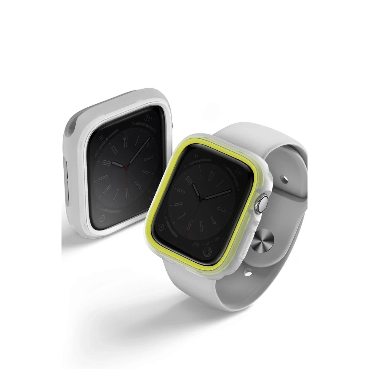 Uniq Apple Watch 41mm Moduo Camlı Kasa Ekran Koruyucu - Sarı-Beyaz