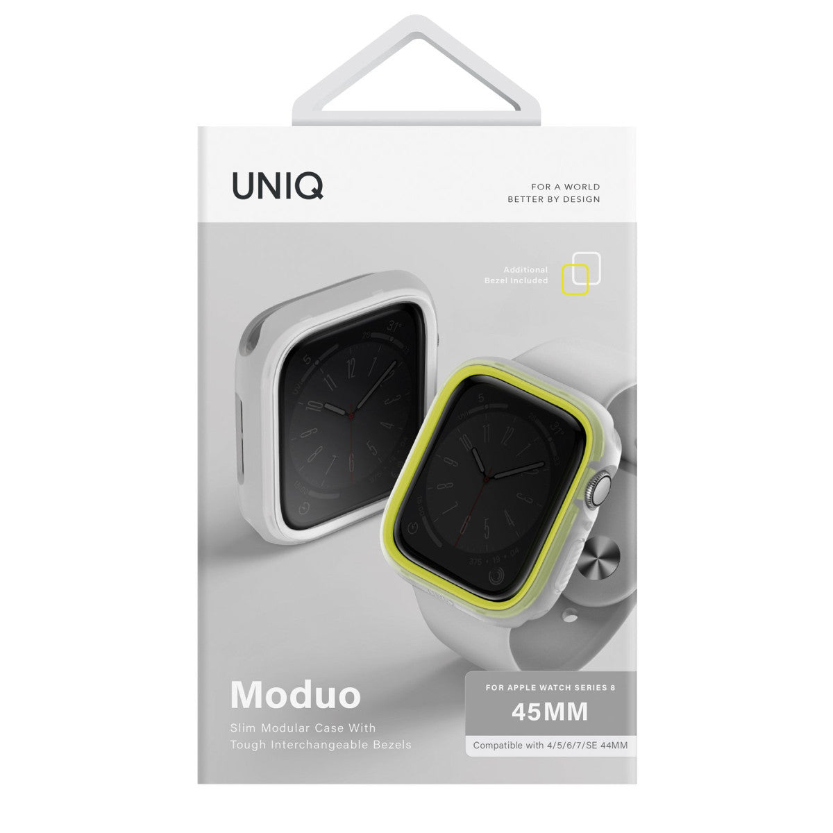 Uniq Apple Watch 41mm Moduo Camlı Kasa Ekran Koruyucu - Gümüş-Gri