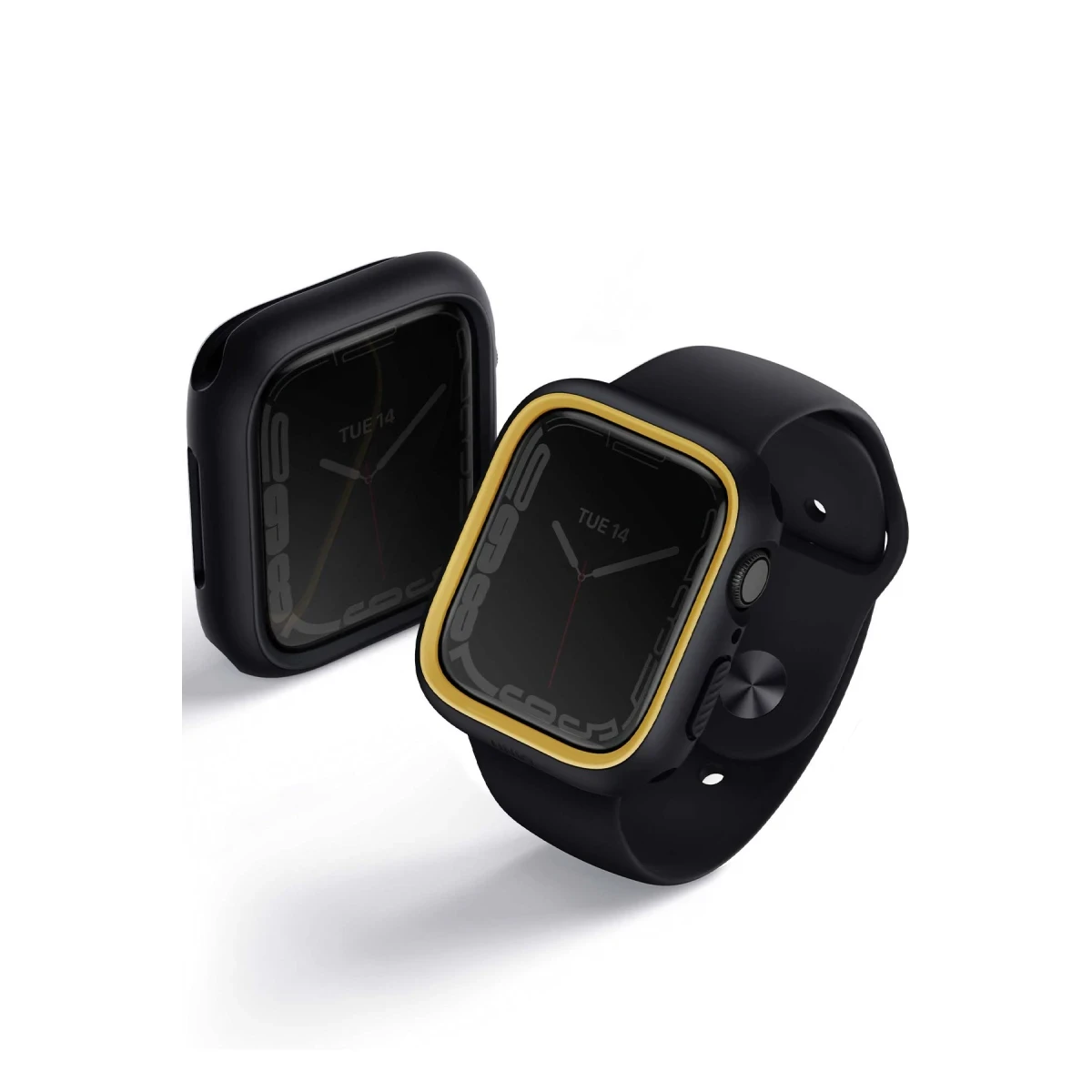 Uniq Apple Watch 41mm Moduo Camlı Kasa Ekran Koruyucu - Siyah-Sarı