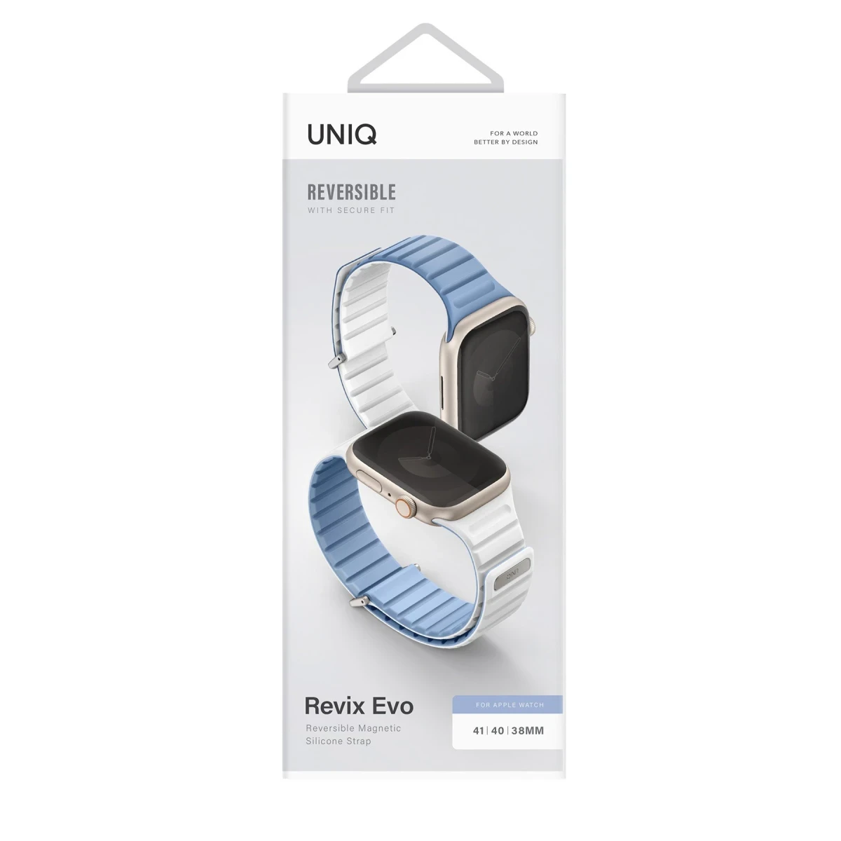 Uniq Apple Watch 41mm Revix Evo Reversible Manyetik Kordon - Mavi-Beyaz
