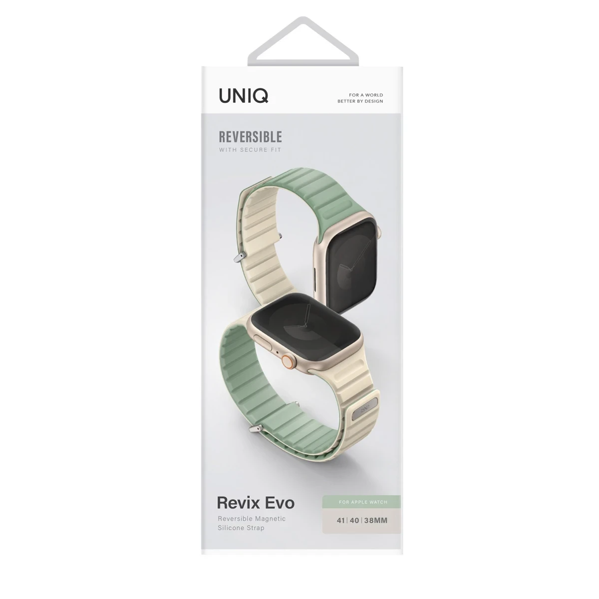 Uniq Apple Watch 41mm Revix Evo Reversible Manyetik Kordon - Yeşil-Bej