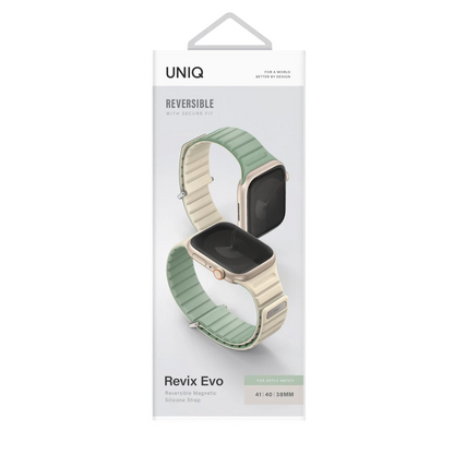 Uniq Apple Watch 41mm Revix Evo Reversible Manyetik Kordon - Yeşil-Bej