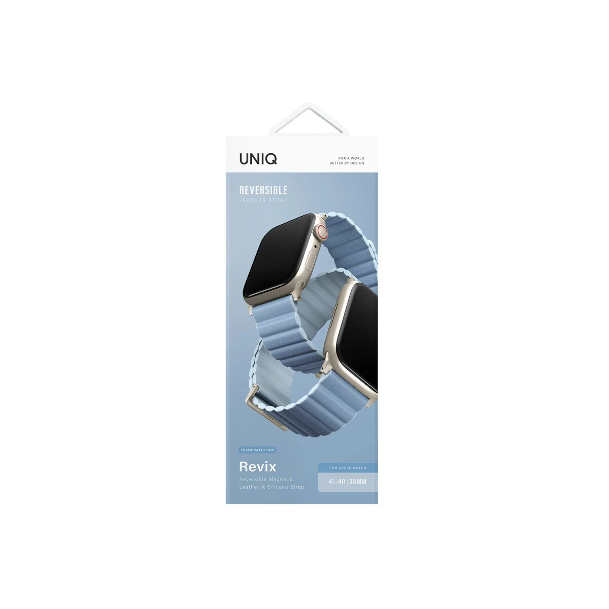 Uniq Apple Watch 41mm Revix Premium Reversible Manyetik Kordon - Mavi-Açık Mavi