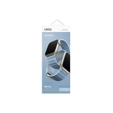 Uniq Apple Watch 41mm Revix Premium Reversible Manyetik Kordon - Mavi-Açık Mavi