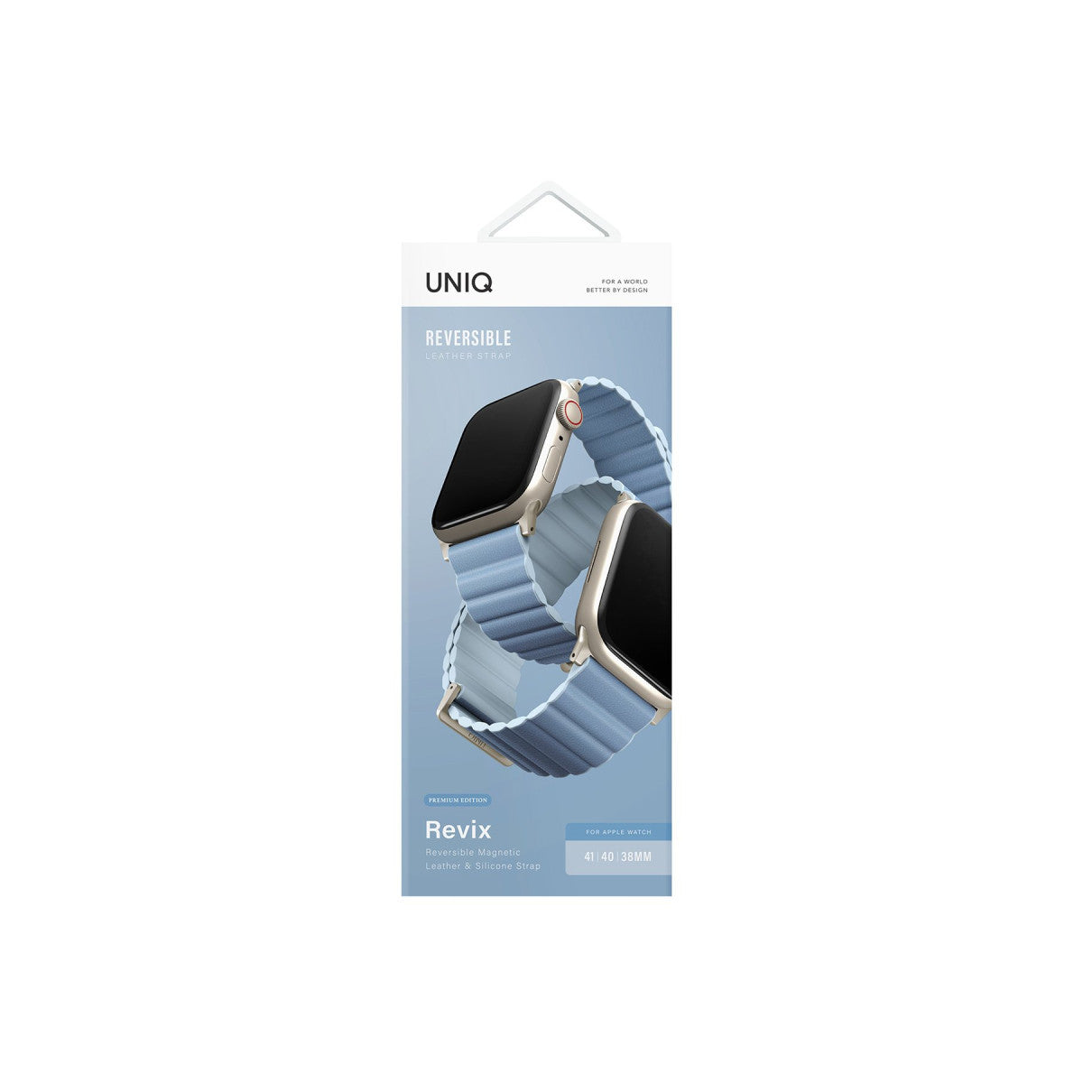Uniq Apple Watch 41mm Revix Premium Reversible Manyetik Kordon - Mavi-Açık Mavi
