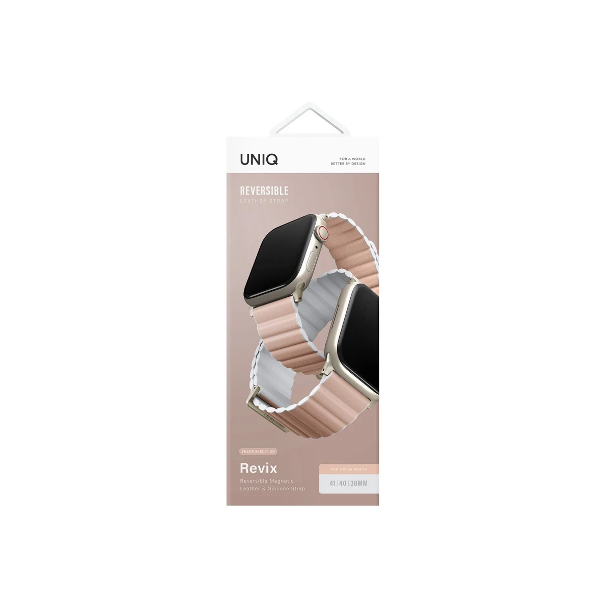 Uniq Apple Watch 41mm Revix Premium Reversible Manyetik Kordon - Pembe-Beyaz