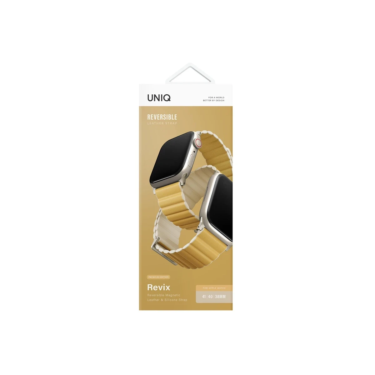 Uniq Apple Watch 41mm Revix Premium Reversible Manyetik Kordon - Sarı-Bej
