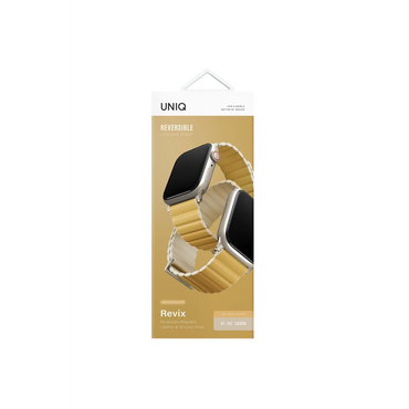 Uniq Apple Watch 41mm Revix Premium Reversible Manyetik Kordon - Sarı-Bej