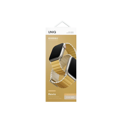 Uniq Apple Watch 41mm Revix Premium Reversible Manyetik Kordon - Sarı-Bej