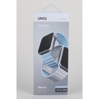 Uniq Apple Watch 41mm Revix Reversible Manyetik Kordon - Beyaz-Mavi