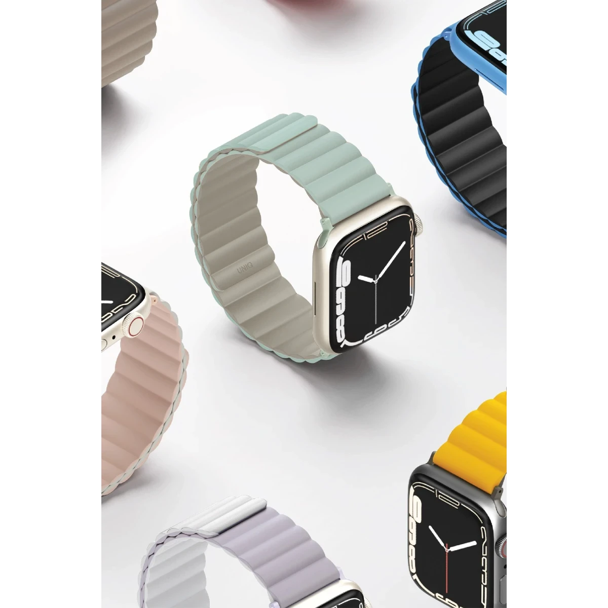 Uniq Apple Watch 41mm Revix Reversible Manyetik Kordon - Mavi-Siyah