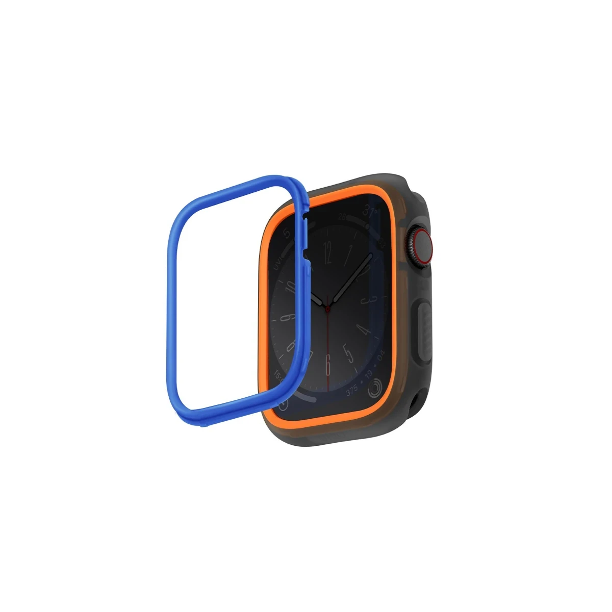 Uniq Apple Watch 45mm Moduo Camlı Kasa Ekran Koruyucu - Turuncu-Mavi