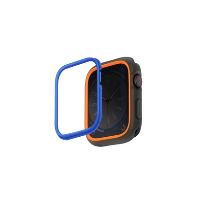 Uniq Apple Watch 45mm Moduo Camlı Kasa Ekran Koruyucu - Turuncu-Mavi