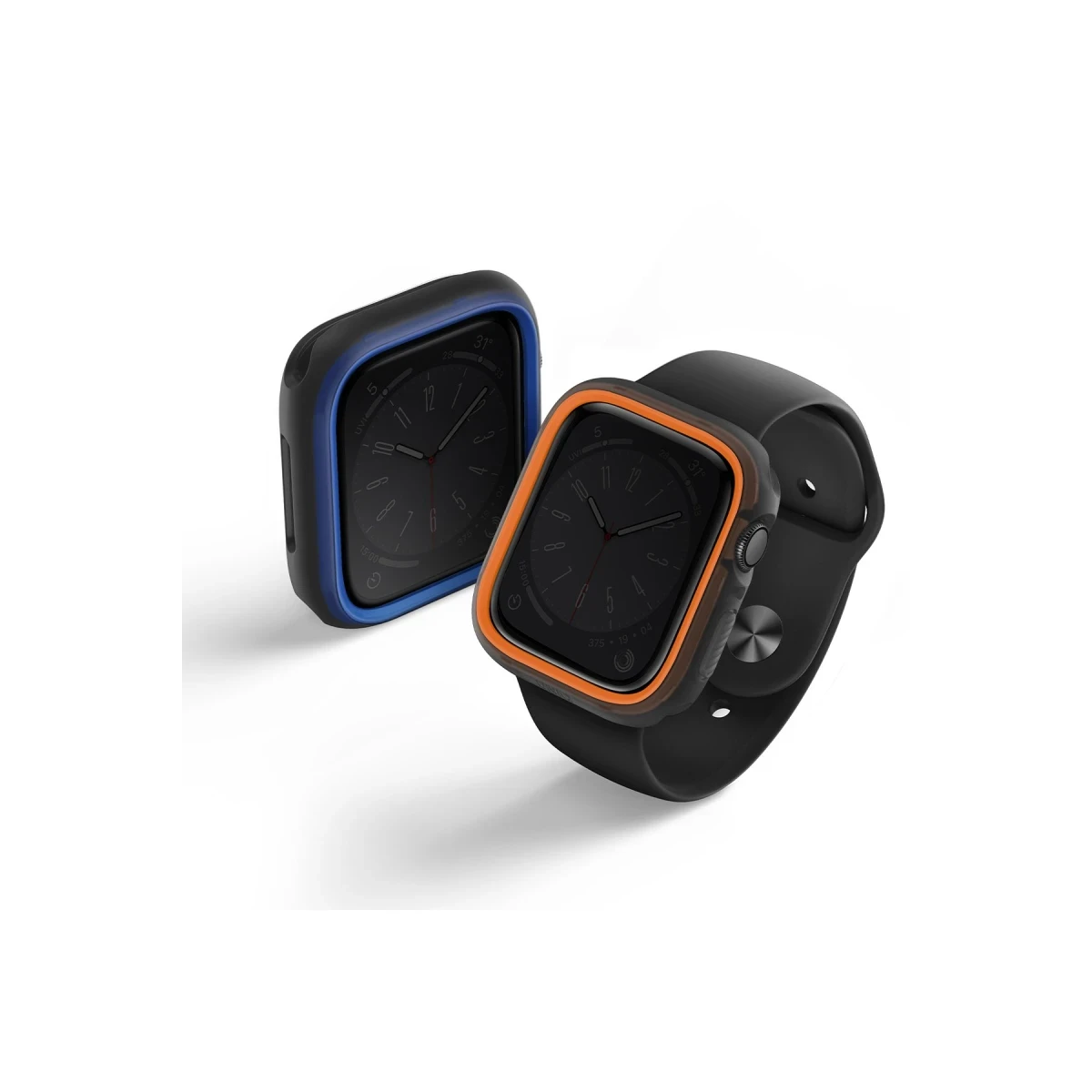 Uniq Apple Watch 45mm Moduo Camlı Kasa Ekran Koruyucu - Turuncu-Mavi