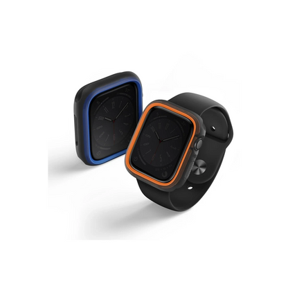 Uniq Apple Watch 45mm Moduo Camlı Kasa Ekran Koruyucu - Turuncu-Mavi