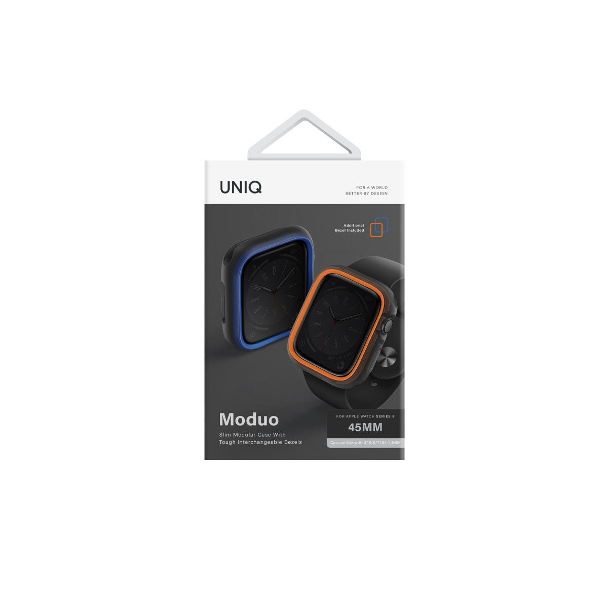 Uniq Apple Watch 45mm Moduo Camlı Kasa Ekran Koruyucu - Turuncu-Mavi