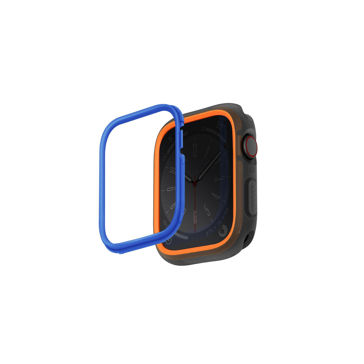 Uniq Apple Watch 45mm Moduo Camlı Kasa Ekran Koruyucu - Turuncu-Mavi